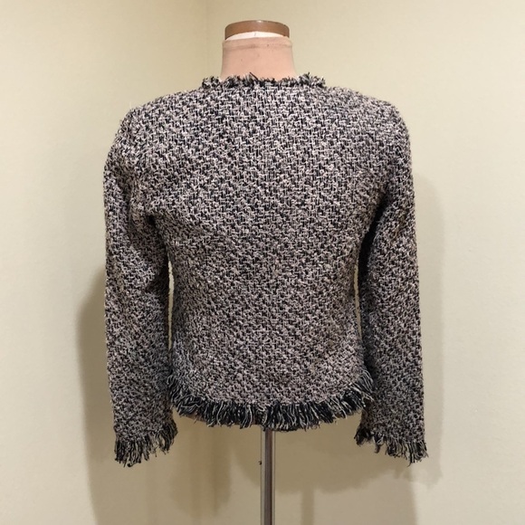 Rebecca Taylor Blazer Jacket Size 4 Cream Black Tweed - Picture 4 of 11